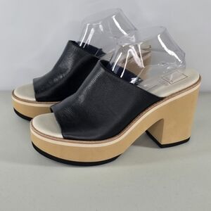 Dolce Vita Clear Emery Black Leather Platform Slide Sandal Women’s Size 11
